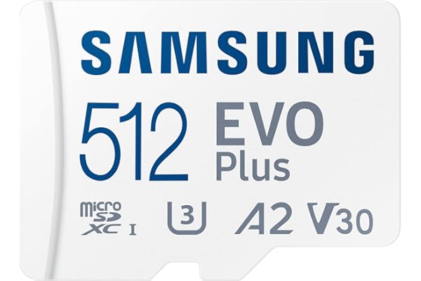 Samsung EVO Plus 512GB Micro SDXC w/SD Adaptor, Up-to 160MB/s, Expanded Storage for Gaming Devices, Android Tablets and Smart Phones, Memory Card, MB-MC512SA/IN