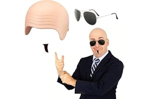 YceLon Costume de Pitbull - Casquette avec lunettes de soleil et fausse barbe - Casquette chauve pour fête et cosplay - Taille unique - Matériaux doux pour la peau