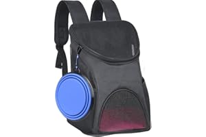Ewolee Sac à Dos pour Chien, Sac de Voyage de Transport pour Animaux Sécurisé et Confortable, Léger et Pratique, Ajouter Un Bol Pliable Chien, Charge Maxi 3 kg, Noir