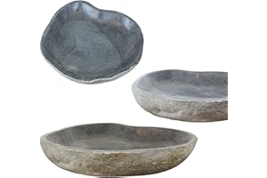 Oriental Galerie Vogeltränke frostfest + UV-Best. Naturstein Garten Vogelbad Wasserschale Wassertränke f. Vögel u. Insekten Stein Vogel-Schale Trinkstein Flussstein frostsicher Gartentränke 35-38 cm