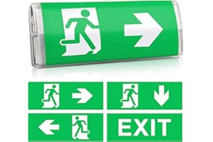 WIYETY Éclairage de Secours LED IP65 Étanche avec Batterie 3 Heures - Lumière de Sortie d'Urgence avec 4 Pictogrammes pour Tous