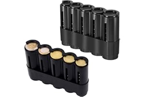 SOGHO 2 dispenser per monete, per monete, portamonete, portamonete, portamonete, portamonete, portamonete, portamonete, per auto, con 5 scomparti per monete europee (2 nero)
