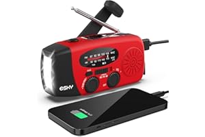 Solar Radio, Esky Kurbelradio AM/FM Wasserdicht Tragbare Radios SOS Alarm Notfallradio mit Power Bank LED Taschenlampe 260g Ultra Tragbares Notfallradio für Notfall Wandern Ourdoor