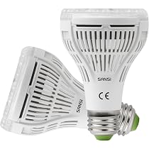 Lampe Horticole LED SANSI 300W équivalent - Spectre Complet Avec Minuterie 4/8/12h - 2 Ampoules E27 Pour Plantes D'intérieur