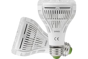 SANSI Paquete de 2 Ampoules Horticoles LED E27 15W pour Plantes Intérieures, Lampes de Croissance Plantes à Spectre Complet pour Germination Croissance Floraison, Angle Lumineuse 60°, PPF 27 μmol/s