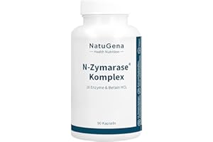‎NATUGENA NatuGena N-Zymarase Komplex, 16 verschiedene Enzyme, Betain, Bromelain & Papain, Verdauungsenzyme, 90 Kapseln (30 Tage Packung)