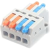 JOYELEC 12 Pieces D2-4 Electrical Connectors, 2 Input and 4 Output, Suitable for 0.08-2.5(4.0) mm&sup2; Cables, 250V, 32A, Compact