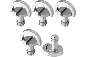 FRGYEE 1/4" Camera Screws, D-Ring Hinged Screw Quick Release Plate Camera Fixing Screw D Shaft for Tripod Mounting, Monopod, Qr Plate (5 Pack)