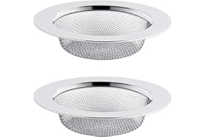 ILLUVA Filtro de acero inoxidable de 11,5 x 2 cm, para baño, ducha, filtro de desagüe, tapón para fregadero de cocina (paquete de 2)