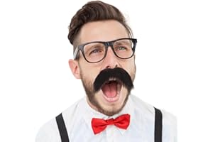 COMNICO 2 sztuki samoprzylepnych brody, nowoczesne, realistyczne, sztuczne wąsy, na festiwal Halloween, maskaradę, imprezę, cosplay, akcesoria kostiumowe (brązowe)