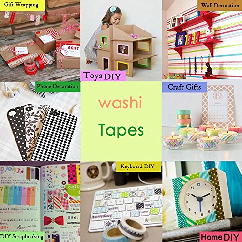 UClever 10 Cintas adhesivas DIY Washi Tape Etiqueta engomada del arco iris 10 colores