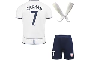 Soft Gardin Kids Vintage Beckham #7 2002 Limited Edition Home Football Jersey Shorts Socks Gift Set Retro Youth Sizes