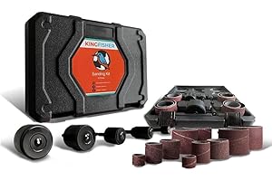 Kingfisher Schleifhülsenset / 13, 19, 25, 38,50 mm (½”, ¾”, 1”, 1-1/2”, 2”) / 60 & 80 Körnung/Mit praktischem Koffer/Akkuschrauberaufsatz