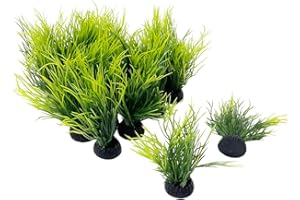 Smoothedo-Pets Lot de 20 mini plantes d'aquarium décoratives en plastique de petite taille/5,1 cm de haut - Poisson rouge - Mini herbe (vert/foncé)