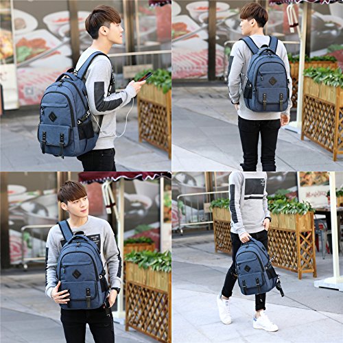 Herren Damen schlank Laptop Rucksack 15 6 Zoll Business Rucksack leichte wasserdicht Schulter Notebook Rucksack mit USB-Port  20L  marineblau 