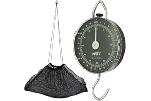 DNA LEISURE NGT Karpfenangeln, Wiegewaage, 27 kg, großer Haken, rundes Zifferblatt, Zero/Tara-Funktion, mit Gewichtsschlinge