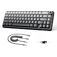 LexonElec x Attack Shark X66 60% Wireless Mechanical Keyboard with Volume Knob, Hot Swappable Gasket Mount, 2.4G/USB-C/BT5.0 Tri-Mode, PBT Keycaps, Mini 66 Keys RGB Gaming Keyboard for Win/Mac-Grey