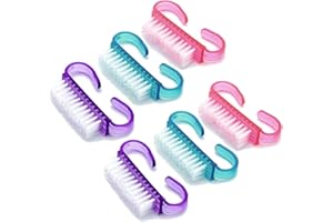 QUESUC Set di 6 Spazzole per la Pulizia delle Unghie con Manici, Strumenti per Unghie, Forniture, Spazzole, Spazzole per La Polvere, Pulizia delle Unghie, Spazzole per Capelli Piccole, Spazzole per Unghie