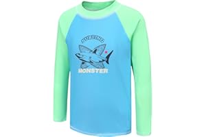 AISYEE Boys Swim Top Long Sleeve Kids One Piece Rash Guard Swimsuit Boys Rash Vest Age 5-14
