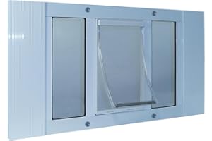 IDEAL PET PRODUCTS SINCE 1979 Ideal Pet Products Aluminum Sash Window Pet Door, Adjustable to Fit Window Widths from 27" to 32", Medium 7” x 11-1/4” Flap Size