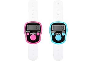 Cisixin 2 Pezzi Mini Contatore Elettronico,Contatore Elettronico a Cifre,5 Cifre Azzerabili Contatori di Fili a Punto Uncinetto a Maglia, Conteggio a Mano,Blu, Rosa