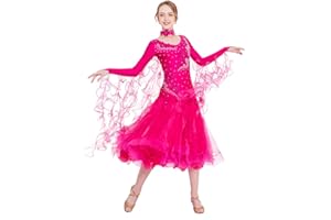 ROYAL SMEELA Langarm Ballsaal Tanzkleid Damen Modernes Salsa Walzer Tanz Kleider Gesellschaftstanz Tango Tanzkostüme Maxikleid Gesellschaftstanz Kleid Foxtrot Tanz Kleid Ballsaal Tanzen Kostüme