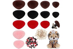 PH PandaHall 4 Colors Safety Noses 52pcs Triangle Crochet Noses Dog Teddy Bear Flocking Nose with Washers Animal Craft Nose for Puppet Plush Stuffed Amigurumi Crafts DIY Sewing
