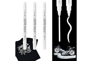 Nurila 3 Stück Weiß Textilstifte Waschmaschinenfest, Stoffmalstifte Waschfest, Doppelkopf Textilmarker, Stoffstifte Waschmaschinenfest für T-Shirts, Hut, Segeltuchschuhe, Einkaufstasche