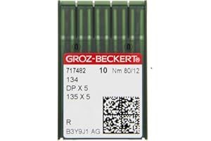 Groz-Beckert DPx5 Sewing Needles Pack of 10, Round Piston, Bullet Tip, Industrial Machines, Needle Size 80/12, Systems 134, 135 x 5, 135 x 7, 797, SY1955