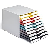 Durable VARICOLOR MIX 10 Drawer Unit | Desktop Drawer Set with 10 Colour Coded Draws | Ideal for Storing Documents and Paper