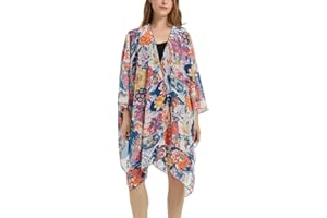 CUTESWAN Women's Beach Long Swimwear Cover Up Swiss Dot Chiffon Kimono Cardigan Swimsuit