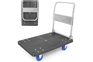 WEDYVKO Platform Trolley Cart Heavy Duty Folding Hand Truck 400 KG Load Capacity Sack Barrow Flatbed Trolley on Wheels