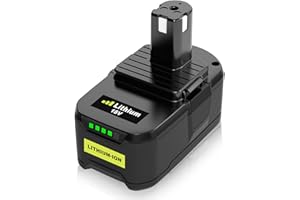BOETPCR P108 Remplacement pour Ryobi Batterie 18V RB18L50 RB18L40 RB18L25 RB18L15 RB18L13 P108 P107 P104 P102 P103 avec Indicateur LED (1 pièce Noir)