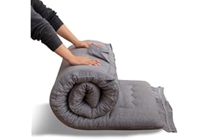MAXYOYO Futón plegable portátil, tela hipoalergénica y almohadilla de colchón de espuma de alta densidad con asa y cremallera para interiores y exteriores, 4