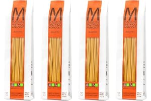 Mancini Pastificio Agricolo Bucatini Linea Classica – Hantverksmässig pasta av durumvetesemolina, gjord med vete från Marche, bronsdragen, långsamt torkad – 4 förpackningar à 500 g