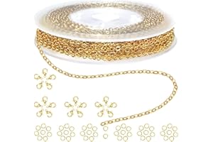 ZKGYUS 1 Rotoli 10m Catenine per Collane, Catena in Acciaio Inossidabile, Collane Fai da Te con 50 Anelli di Salto e 20 Chiusure di Aragosta per Accessori di Gioielli Fai da Te (Oro)