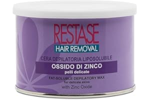 RESTASE | Cera Depilatoria Liposolubile, Ossido di Zinco, Pelli Delicate, 400 ml, Made in Italy