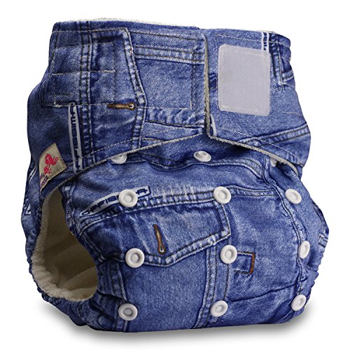 Littles & Bloomz, Baby Cloth Washable Reusable Nappy Pocket Diaper Bamboo, Fastener: Hook-Loop, Pattern 36, with 1 Bamboo Insert