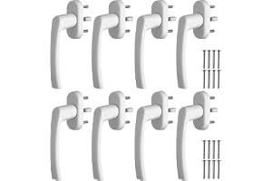 GETLITOOL Fönsterhandtag, vit, paket med 8 fönsterlås aluminium utan låscylinder, säkerhetsfönsterhandtag i stiftlängd 35 mm, fönsterlås dörrhandtag för fönster, balkong, altandörr