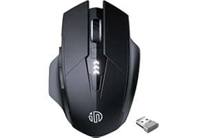 INPHIC Mouse Wireless, Mouse Ricaricabile USB 2.4G Senza Fili per Computer Portatile con 6 Pulsanti, Livello della batteria visibile, 1600 DPI per PC Laptop Windows Mac Linux, Nero