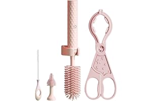 Valink Elektrische Flaschenbürste für Babys, elektrisches Silikon-Flaschenbürsten-Set, Babyflaschen-Reinigungsbürste, Flaschen-Nippel-Strohhalm-Reinigungsbürste, USB-wiederaufladbar, Rosa, 4pcs Set
