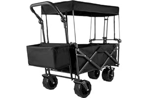 VEVOR Carrello Pieghevole per Vagoni in Nero, Carretto Pieghevole Portatile da Giardino Esterno Capacità da 100KG, Carrello da Trasporto della Spesa Adatto per Viaggi, Vacanze, Giardino e Campeggio
