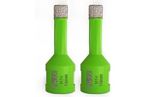 FACHLICH Broca de Diamante,2PCS 10mm M14 Vacío Soldadura para Perforación en Seco Porcelana Azulejo Granito Mármol