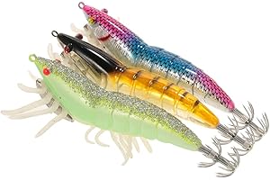 Lixada Señuelos Pesca Mar Noctilucentes, Señuelos Pesca Calamar, Señuelos, Cebo Pesca, Cebo de Calamar de Gambas (3/5/43pcs)