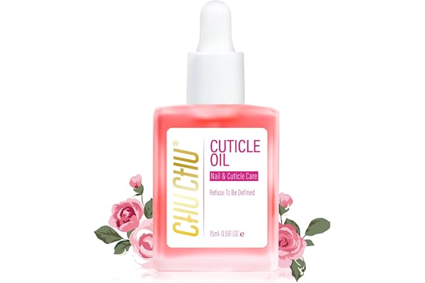 CHUCHU Huile pour cuticules pour ongles, huile de jojoba pour cuticules contient de la vitamine B et E, hydrate la peau des cuticules et des ongles, prévient les ongles et les gerces, 15 ml (rose)