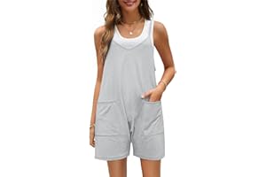 TOMEEK Kombinezon dla kobiet szorty bez rękawów kombinezony z dwiema kieszeniami na co dzień workowate kombinezony luźne regulowane cienkie paski kombinezon letnie kombinezony dla dziewcząt