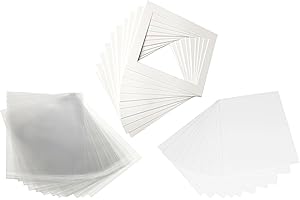 Canvasbay Picture Mounts for Frames with Backs and Clear Resealable Bags - 1.4mm Mount Card for Picture Framing (Textured Iced White, 8"x6" to Fit 6"x4")