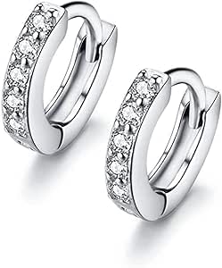 Orecchini A Cerchio Piccoli Argento 925 8mm Con Zirconia Cubica | Ipoallergenici Per Donna E Ragazza | Per Cartilagine - 4