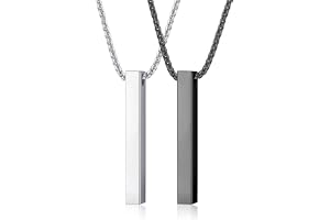JeweBella 2 stycken rostfritt stål halsband män svart silver låda kedja med hänge fyrkant halsband bar hänge halsband 55 cm k
