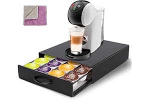 Masthome Soporte para Cápsulas Dolce Gusto 20 Capsules, Porta Capsule Café, Cajón de Almacenamiento para Cápsulas Dolce Gusto – para Casa, Oficina, Cocina, con 1 Paño de Limpieza, Negro